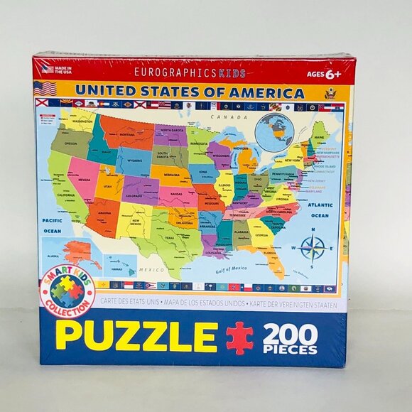 New sealed Eurographics 200pcs Puzzle-- Map of the USA - Picture 8 of 12